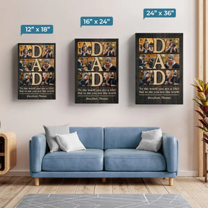 Photo personnalisée « Mon monde est tout à propos de toi » - Toile verticale personnalisée pour la famille - Cadeau pour la fête des pères