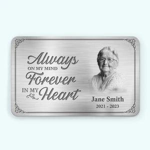 Photo personnalisée Je te porterai avec moi jusqu'à ce que je te revoie - Carte portefeuille personnalisée en aluminium commémorative - Nouveauté, cadeau de condoléances pour les membres de la famille AMZ