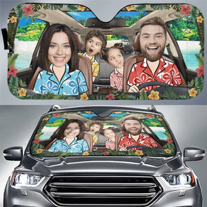 Des souvenirs photo personnalisés se créent kilomètre après kilomètre - Pare-soleil personnalisé pour pare-brise de voiture, protection de fenêtre de voiture - Cadeau pour les membres de la famille