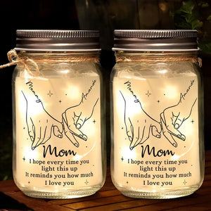 Maman, le cœur de la famille - Lampe personnalisée en pot Mason - Cadeau pour maman et grand-mère