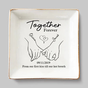 Aimer, rire et vivre heureux pour toujours - Plat à bijoux personnalisé pour couple - Cadeau pour mari et femme, anniversaire