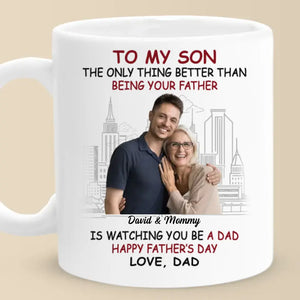 Photo personnalisée « Un fils est une lettre d'amour » - Mug personnalisé pour la famille - Fête des pères, cadeau pour fils