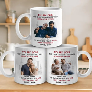 Photo personnalisée « Un fils est une lettre d'amour » - Mug personnalisé pour la famille - Fête des pères, cadeau pour fils