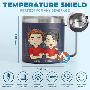 Félicitations pour être mon mari, espèce de veinard ! Gobelet personnalisé en acier inoxydable de 14 oz avec poignée pour couple - Cadeau pour mari et femme, anniversaire