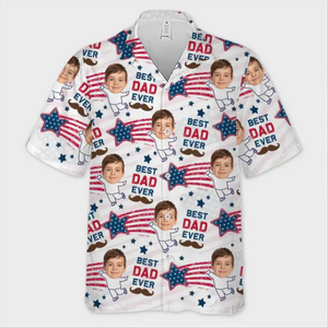 Photo personnalisée Bonjour, je suis là - Chemise hawaïenne tropicale unisexe personnalisée pour la famille - Cadeau de vacances d'été, cadeau pour les membres de la famille