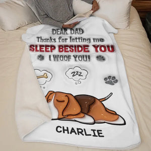 Merci de nous avoir permis de dormir à vos côtés - Couverture personnalisée pour chien, effet gonflable 3D, imprimée - Fête des pères, cadeau pour les propriétaires d'animaux et les amoureux des animaux