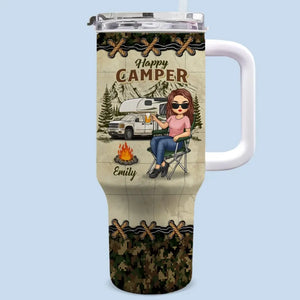 Quittez la route, empruntez les sentiers ! Gobelet personnalisé en acier inoxydable de 1 134 g avec poignée pour le camping ! Cadeau idéal pour les amateurs de camping.