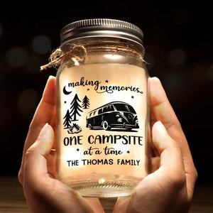 La maison est là où vous la garez - Lampe de camping personnalisée en pot Mason - Cadeau pour couple, mari, femme, amoureux du camping