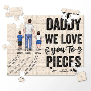 Nous t'aimons jusqu'au bout des doigts - Puzzle personnalisé pour la famille - Fête des pères, cadeau pour papa, grand-père