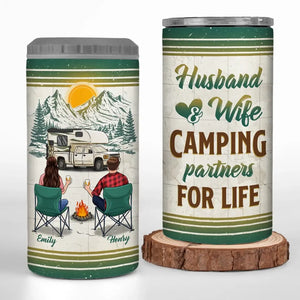 Asseyons-nous au camping - Gobelet isotherme 4 en 1 personnalisé pour camping - Cadeau pour couple, mari, femme, amoureux du camping