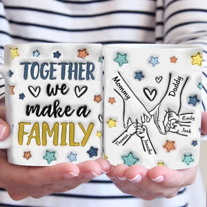 La famille est au cœur d'un foyer - Mug personnalisé avec effet gonflé 3D - Cadeau pour les membres de la famille