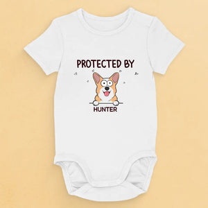 Protégé par - Body bébé personnalisé chien et chat - Cadeau de naissance, cadeau pour propriétaires d'animaux et amoureux des animaux