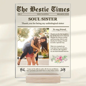 Photo personnalisée « The Bestie Times » - Plaque rectangulaire en acrylique personnalisée pour les meilleures amies, les meilleures amies et les sœurs. Cadeau idéal pour les meilleures amies, les meilleures amies et les sœurs.