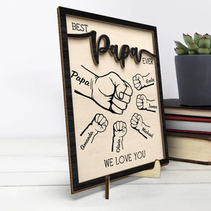 Un père est un banquier, comme le veut la nature - Plaque en bois personnalisée à 2 couches avec support pour la famille - Cadeau pour la fête des pères, papa et grand-père