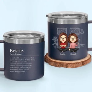L'amitié est le vin de la vie - Gobelet personnalisé en acier inoxydable de 14 oz avec poignée - Cadeau pour meilleures amies, meilleures amies et sœurs