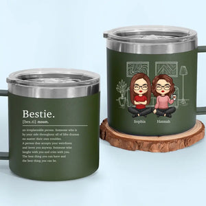 L'amitié est le vin de la vie - Gobelet personnalisé en acier inoxydable de 14 oz avec poignée - Cadeau pour meilleures amies, meilleures amies et sœurs