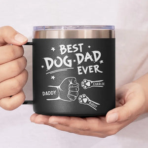 Au papa le plus adorable que je connaisse - Gobelet personnalisé en acier inoxydable de 14 oz avec poignée pour chien et chat - Cadeau pour propriétaires et amoureux des animaux