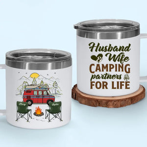 Le bonheur, c'est créer des souvenirs avec ceux que vous aimez - Gobelet personnalisé en acier inoxydable de 14 oz avec poignée - Cadeau pour couple, mari, femme, amoureux du camping