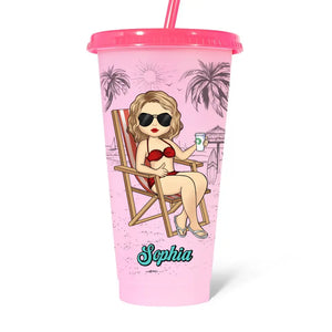 Du sel dans l'air, du sable dans mes cheveux - Tasse personnalisée à couleur changeante pour meilleure amie - Cadeau de vacances d'été, cadeau d'anniversaire à la piscine pour meilleures amies, meilleures amies, sœurs