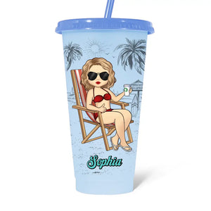 Du sel dans l'air, du sable dans mes cheveux - Tasse personnalisée à couleur changeante pour meilleure amie - Cadeau de vacances d'été, cadeau d'anniversaire à la piscine pour meilleures amies, meilleures amies, sœurs