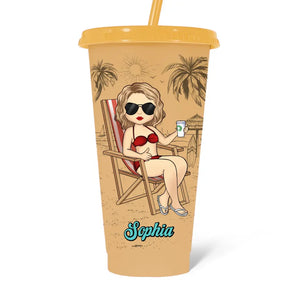 Du sel dans l'air, du sable dans mes cheveux - Tasse personnalisée à couleur changeante pour meilleure amie - Cadeau de vacances d'été, cadeau d'anniversaire à la piscine pour meilleures amies, meilleures amies, sœurs