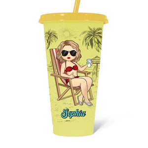 Du sel dans l'air, du sable dans mes cheveux - Tasse personnalisée à couleur changeante pour meilleure amie - Cadeau de vacances d'été, cadeau d'anniversaire à la piscine pour meilleures amies, meilleures amies, sœurs