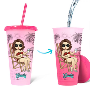 Du sel dans l'air, du sable dans mes cheveux - Tasse personnalisée à couleur changeante pour meilleure amie - Cadeau de vacances d'été, cadeau d'anniversaire à la piscine pour meilleures amies, meilleures amies, sœurs