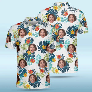 Polo personnalisé avec photo « Joyeux moments et bon soleil » - Imprimé intégral personnalisé pour la famille - Cadeau de vacances d'été, cadeau pour les membres de la famille