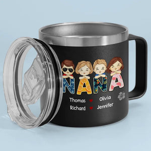 Nous t'aimons jusqu'à la plage et retour - Gobelet personnalisé en acier inoxydable de 14 oz avec poignée - Cadeau pour maman, grand-mère