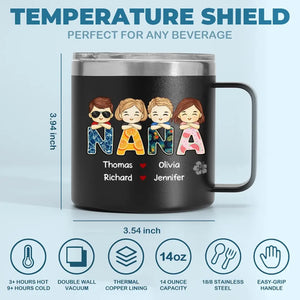 Nous t'aimons jusqu'à la plage et retour - Gobelet personnalisé en acier inoxydable de 14 oz avec poignée - Cadeau pour maman, grand-mère