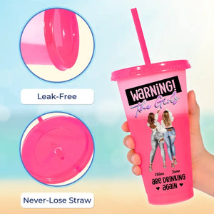 Warning! The Girls Are Drinking Again - Bestie Personalized Custom Changing Color Cup - Summer Vacation Gift, Birthday Pool Party Gift For Best Friends, BFF, Sisters