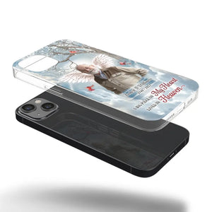 Photo personnalisée : les braves peuvent tomber, mais ne jamais céder – Coque de téléphone transparente personnalisée commémorative – Cadeau de condoléances pour les membres de la famille