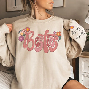Sweat-shirt unisexe personnalisé « Friends Until The End » avec motif sur la manche - Cadeau pour meilleures amies, meilleures amies, sœurs