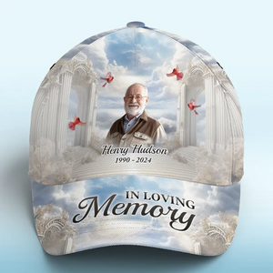 Photo personnalisée en souvenir affectueux - Chapeau personnalisé commémoratif, casquette classique imprimée sur toute la surface - Cadeau de condoléances pour les membres de la famille
