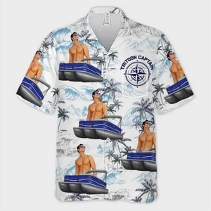T-shirt hawaïen tropical unisexe personnalisé avec photo « Voilage vers la sérénité » - Cadeau pour les membres de la famille et les amoureux du ponton