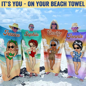 Couchers de soleil et douces sérénades - Serviette de plage personnalisée pour meilleure amie - Cadeau de vacances d'été, cadeau d'anniversaire pour meilleure amie, meilleure amie, sœur