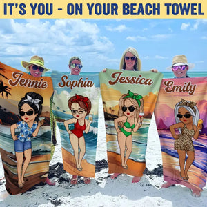 L'été est la saison des aventures ludiques entre amis - Serviette de plage personnalisée Bestie - Cadeau de vacances d'été, cadeau de fête d'anniversaire à la piscine pour meilleures amies, meilleures amies, sœurs