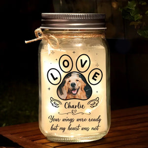 Photo personnalisée « Vous avez transformé nos vies » - Lampe commémorative personnalisée en pot Mason - Cadeau de condoléances pour les propriétaires et les amoureux des animaux