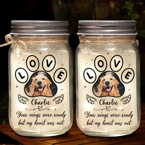 Photo personnalisée « Vous avez transformé nos vies » - Lampe commémorative personnalisée en pot Mason - Cadeau de condoléances pour les propriétaires et les amoureux des animaux