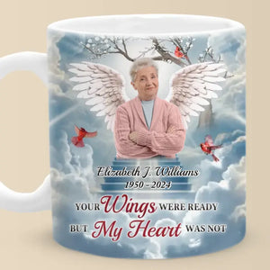 Photo personnalisée : « Un gros morceau de mon cœur vit au paradis » – Mug personnalisé commémoratif – Cadeau de condoléances pour les membres de la famille