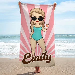 La vie est meilleure à la plage - Serviette de plage personnalisée pour meilleure amie - Cadeau de vacances d'été, cadeau d'anniversaire à la piscine pour meilleures amies, meilleures amies, sœurs