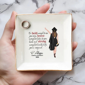 Rêvez grand et foncez ! Plat à bijoux personnalisé pour la famille ! Cadeau de fin d'études pour les membres de la famille, les frères et sœurs.