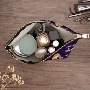 Travaillez dur, voyagez dur - Trousse de maquillage personnalisée - Cadeau de vacances, cadeau pour les amateurs de voyages d'aventure