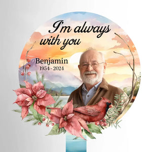 Photo personnalisée : pas un jour ne passe sans que vous ne nous manquiez - Piquet de jardin en acrylique personnalisé de style vitrail - Cadeau de condoléances pour les membres de la famille