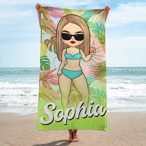 Ambiance estivale - Serviette de plage personnalisée pour meilleure amie - Cadeau de vacances d'été, cadeau d'anniversaire pour meilleure amie, meilleure amie, sœur