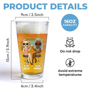 Parfois, la meilleure thérapie est de boire - Verre à bière personnalisé Bestie - Cadeau pour les meilleures amies, BFF, sœurs, collègues