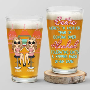 Parfois, la meilleure thérapie est de boire - Verre à bière personnalisé Bestie - Cadeau pour les meilleures amies, BFF, sœurs, collègues