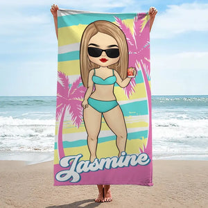 Oh Sip It's A Girl's Trip - Serviette de plage personnalisée Bestie - Cadeau de vacances d'été, cadeau de fête de piscine d'anniversaire pour meilleures amies, BFF, sœurs
