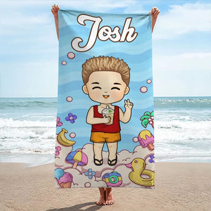 Retrouvez votre côté sauvage pendant les vacances d'été - Serviette de plage personnalisée pour toute la famille - Cadeau de vacances d'été pour les membres de la famille