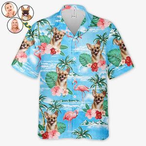 T-shirt hawaïen unisexe personnalisé avec photo pour aller à la plage - Cadeau idéal pour les vacances d'été, les propriétaires d'animaux et les amoureux des animaux